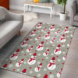 Pattern Print Snowflake Snowman Area Rug Living Room Rug Home Decor