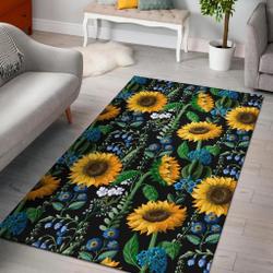 Pattern Print Sunflower Cartoon Area Rug Living Room Rug Home Decor