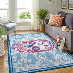 Philadelphia 76Ers Nba Skull Flower Style Living Room Rug Regtangle Carpet