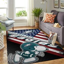 Philadelphia Eagles Nfl American Flag Snoopy Living Room Sports Rug Carpet