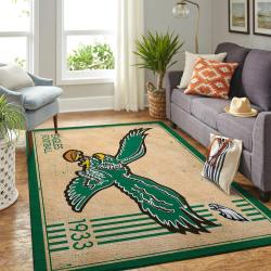 Philadelphia Eagles Nfl Retro Style Living Room Sports Rug Regtangle Carpet