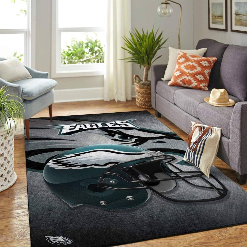 Philadelphia Eagles Nfl Team Helmet Living Room Sports Rug Regtangle Carpet