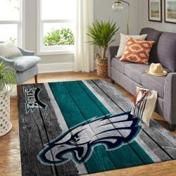 Philadelphia Eagles Nfl Wooden Style Living Room Sports Rug Regtangle Carpet