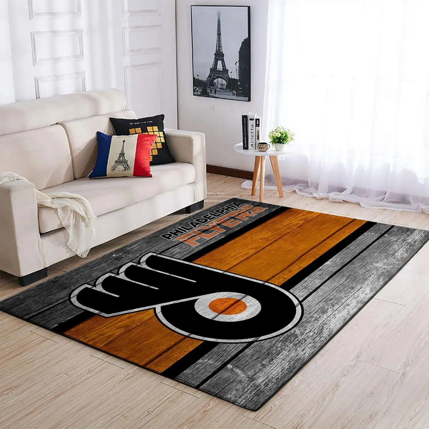 Philadelphia Flyers Nhl Team Logo Area Rugs Wooden Style Living Room Carpet Sports Rug Regtangle Carpet Floor Decor Home Decor