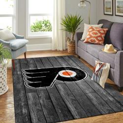 Philadelphia Flyers Nhl Team Logo Grey Area Rugs Wooden Style Living Room Carpet Sports Rug Regtangle Carpet Floor Decor Home Decor