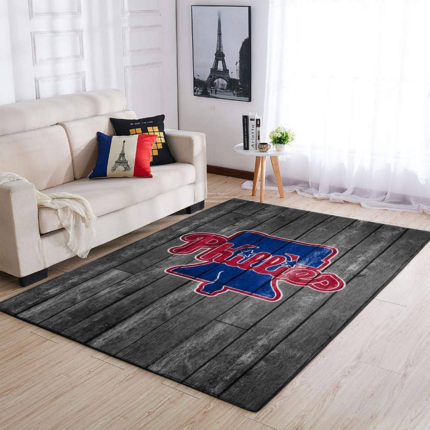 Philadelphia Phillies Mlb Wooden Style Area Rug Living Room Rug Home Decor