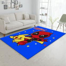 Pikachu And Dead Pool Let’S Rock Area Rug Living Room And Bed Room Rug Rug Regtangle Carpet Floor Decor Home Decor