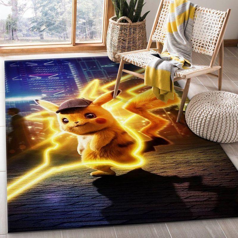 Pikachu Pokemon Anime 3 Area Rug Living Room And Bed Room Rug Rug Regtangle