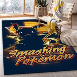 Pikachu Pokemon Retro Smashing Pocket Monster Area Rug Living Room