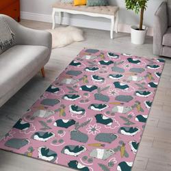 Pink Corgi Pattern Print Area Rug Living Room Rug Home Decor