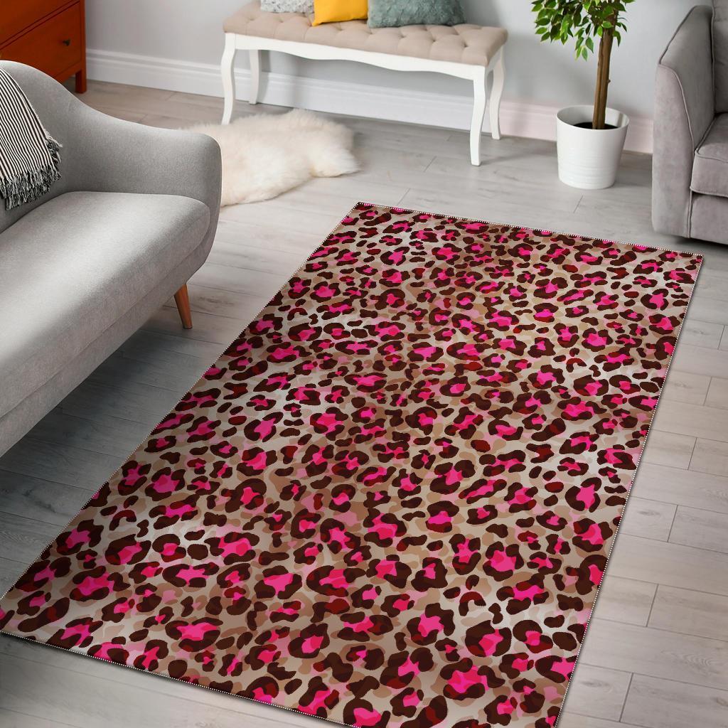 Pink Dot Cheetah Leopard Pattern Print Area Rug Living Room Rug Home Decor