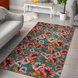Pink Girly Mermaid Teal Scales Area Rug Living Room Rug Home Decor