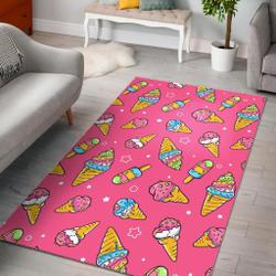 Pink Ice Cream Cone Pattern Print Area Rug Living Room Rug Home Decor