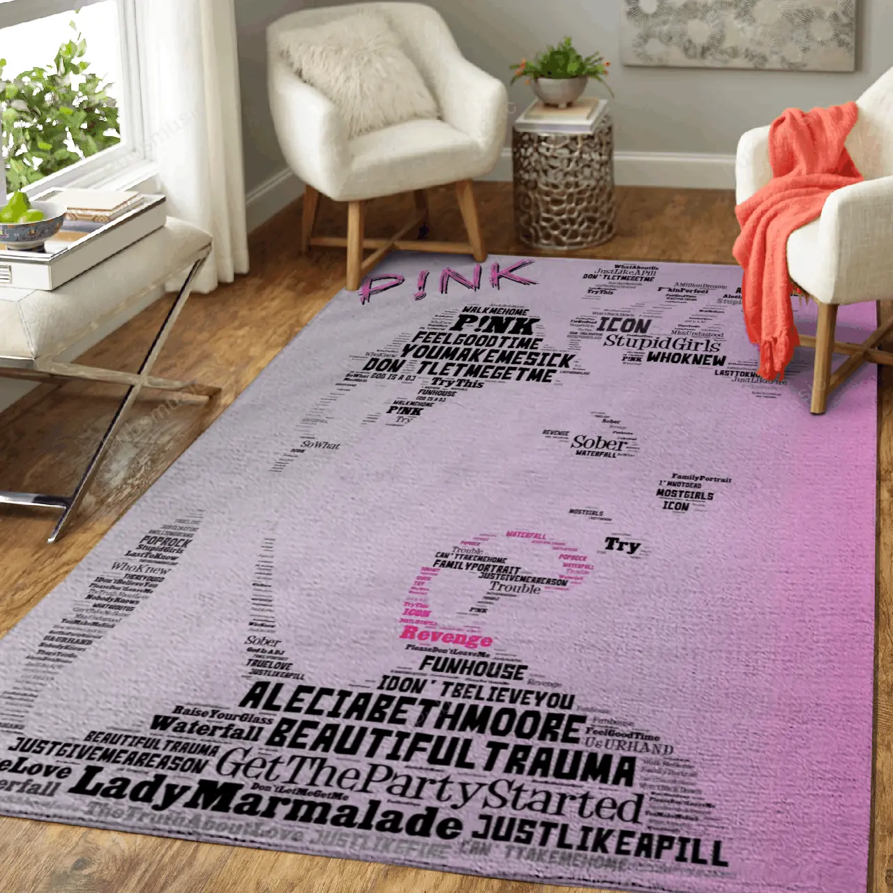 Pink Modern Music Icons Art For Fans Area Rug Living Room Carpet Rug Regtangle Carpet Floor Decor Home Decor