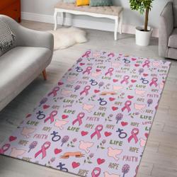 Pink Ribbon Breast Cancer Awareness Pattern Print Area Rug Living Room Rug Home Decor