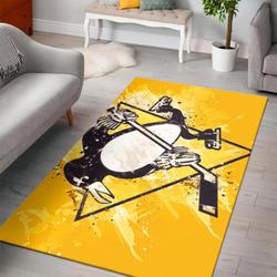 Pittsburgh Penguins Nhl Ice Hockey Living Room Rug Regtangle Carpet 2002202