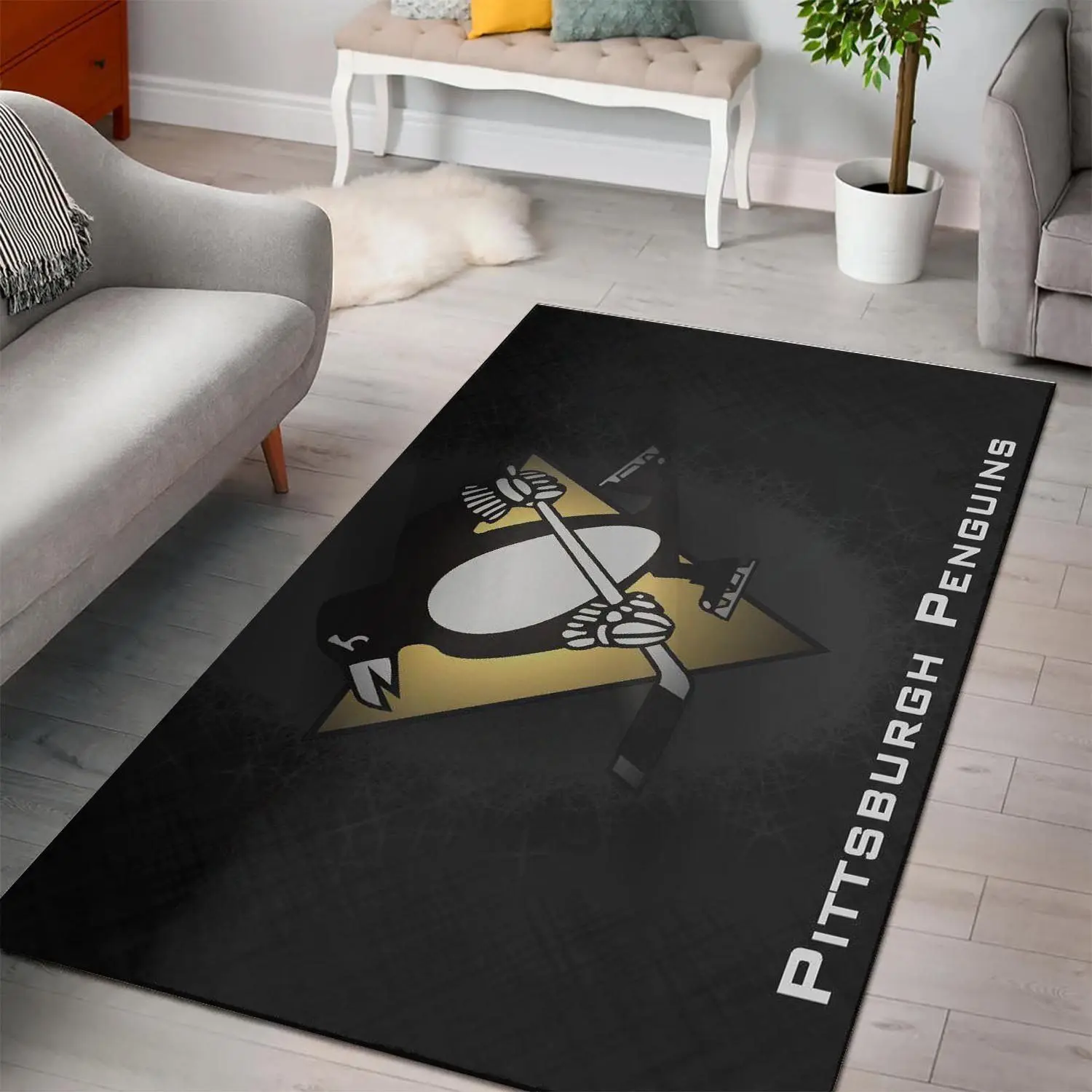Pittsburgh Penguins Nhl Ice Hockey Living Room Rug Regtangle Carpet 2002206