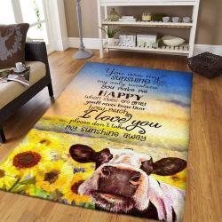 Sunflower With Cow Nonslip Rug Living Room Rug Home Decor Dhcld1109