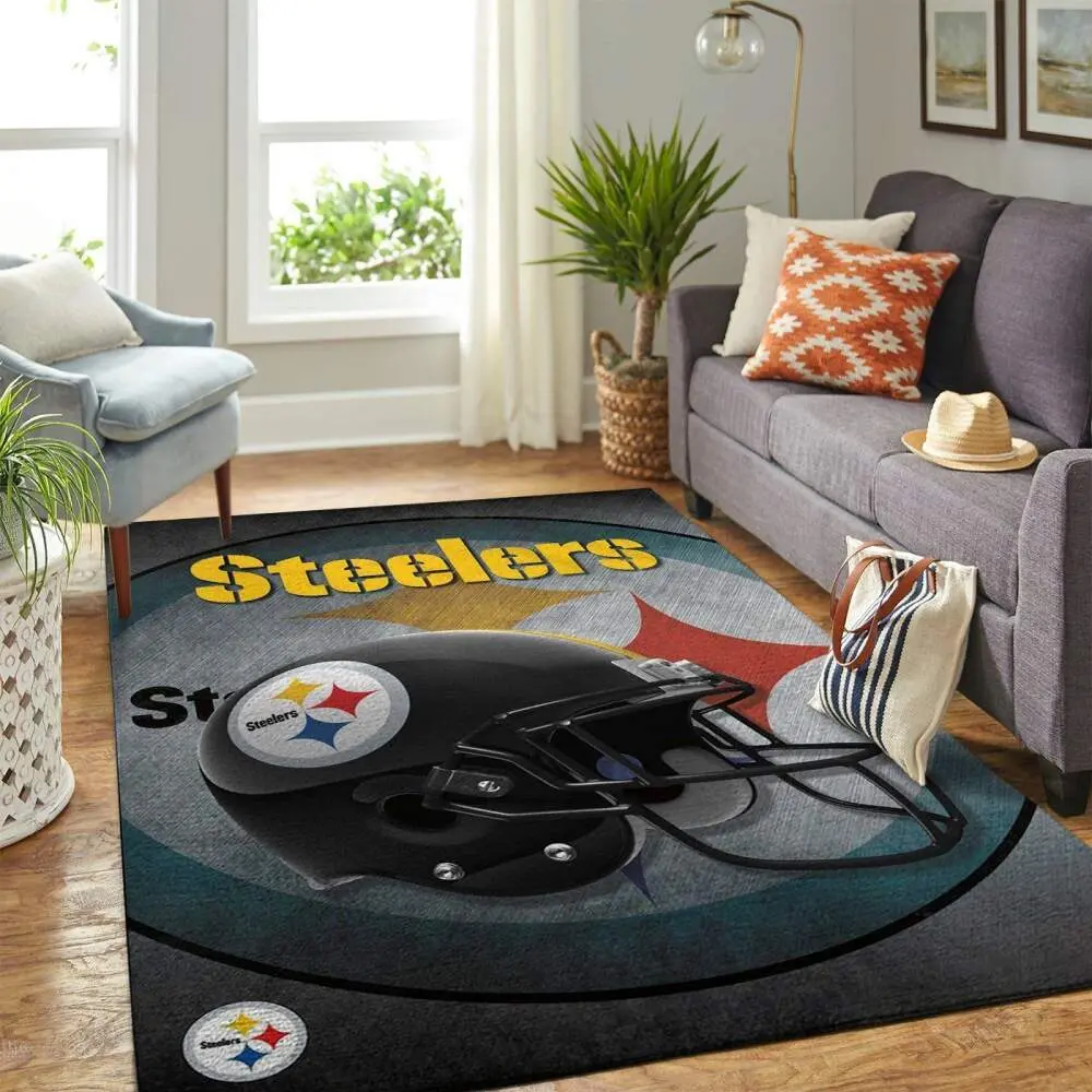 Pittsburgh Steelers Nfl Area Rugs Team Helmet Living Room Carpet Sports Rug