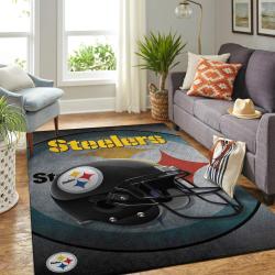 Pittsburgh Steelers Nfl Area Rugs Team Helmet Living Room Carpet Sports Rug