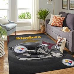 Pittsburgh Steelers Nfl Area Rugs Team Helmet Living Room Carpet Sports Rug