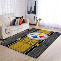 Pittsburgh Steelers Nfl Team Logo Area Rugs Wooden Style Living Room Sports Rug