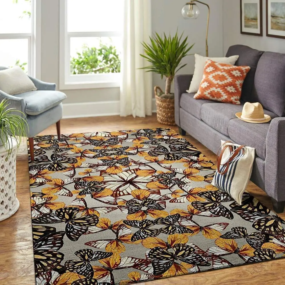 Plenty Of Butterflies Area Rug Pob190827 Ofd Area Rug Living Room Carpet Rug Regtangle Carpet Floor Decor Home Decor