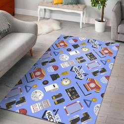 Police Print Pattern Area Rug Living Room Rug Home Decor
