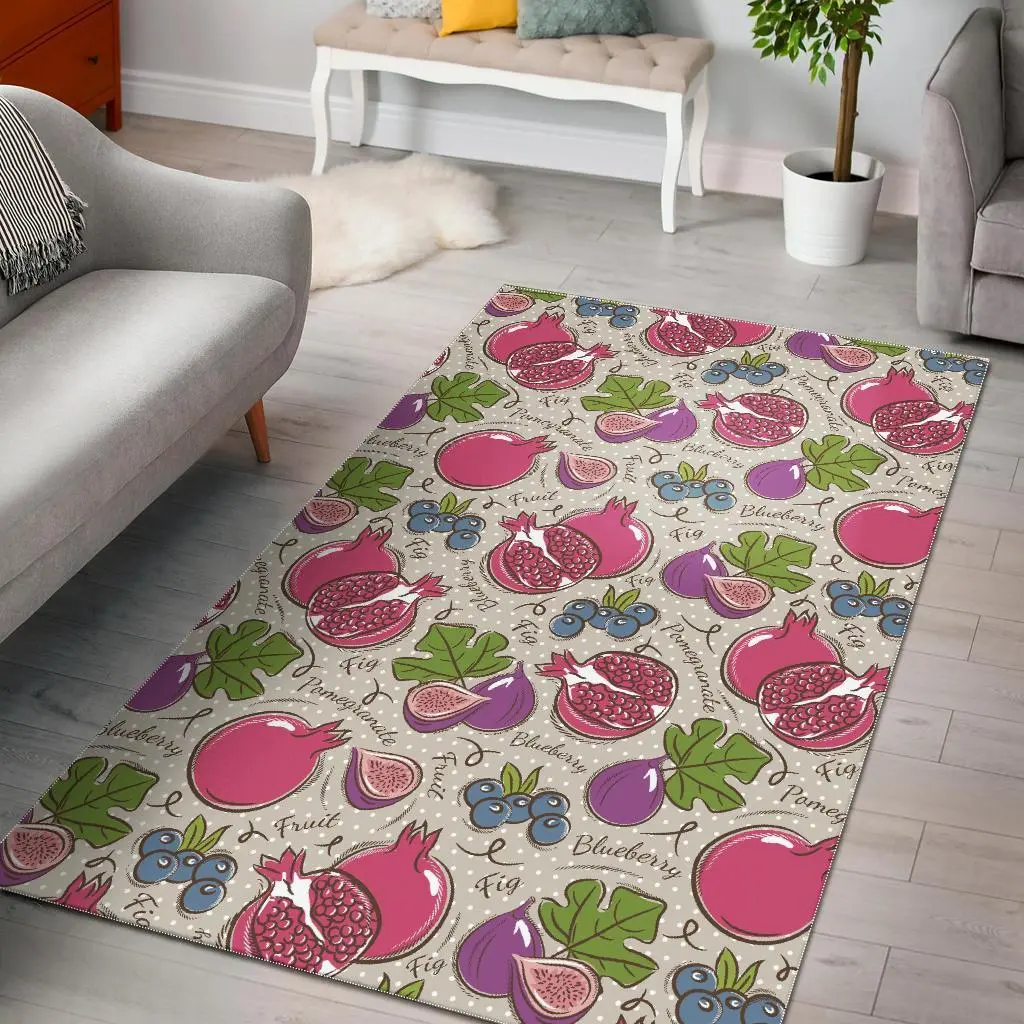 Pomegranate Fruit Pattern Print Area Rug Living Room Rug Home Decor
