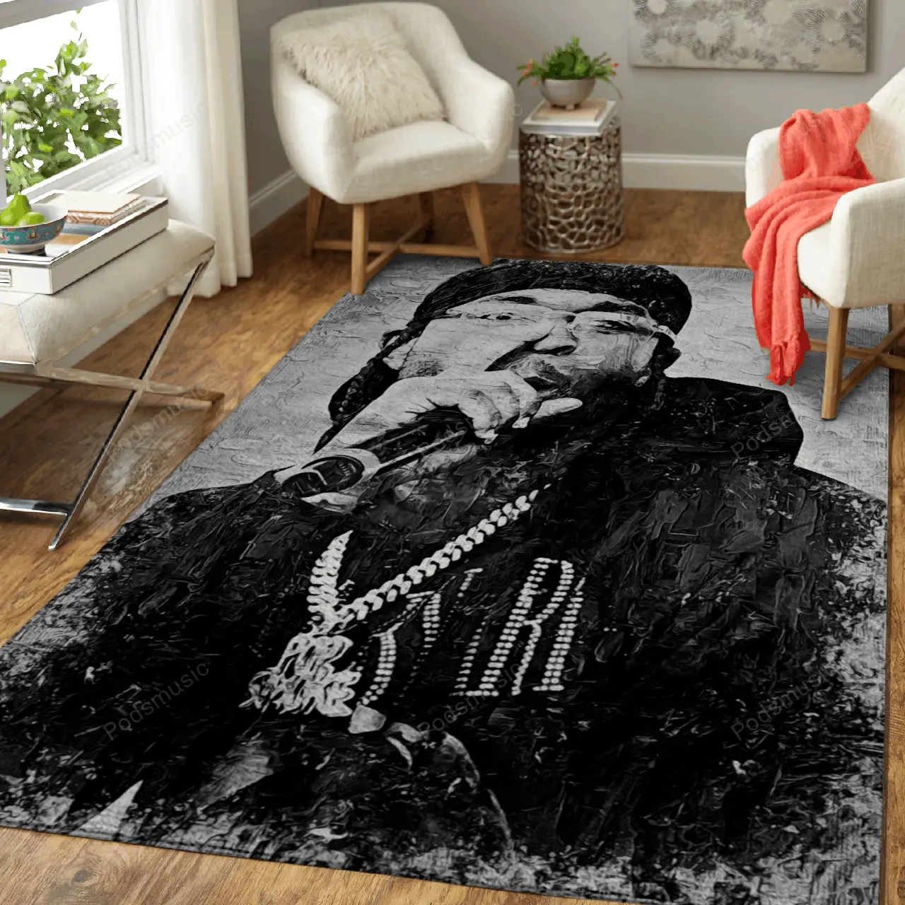 Pop Smoke Music Monochrome Art For Fans Area Rug Living Room Carpet Rug Regtangle Carpet Floor Decor Home Decor