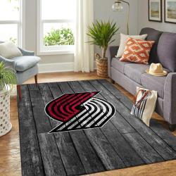 Portland Trailblazers Nba Team Logo Grey Area Rugs Wooden Style Living Room Carpet Sports Rug Regtangle Carpet Floor Decor Home Decor