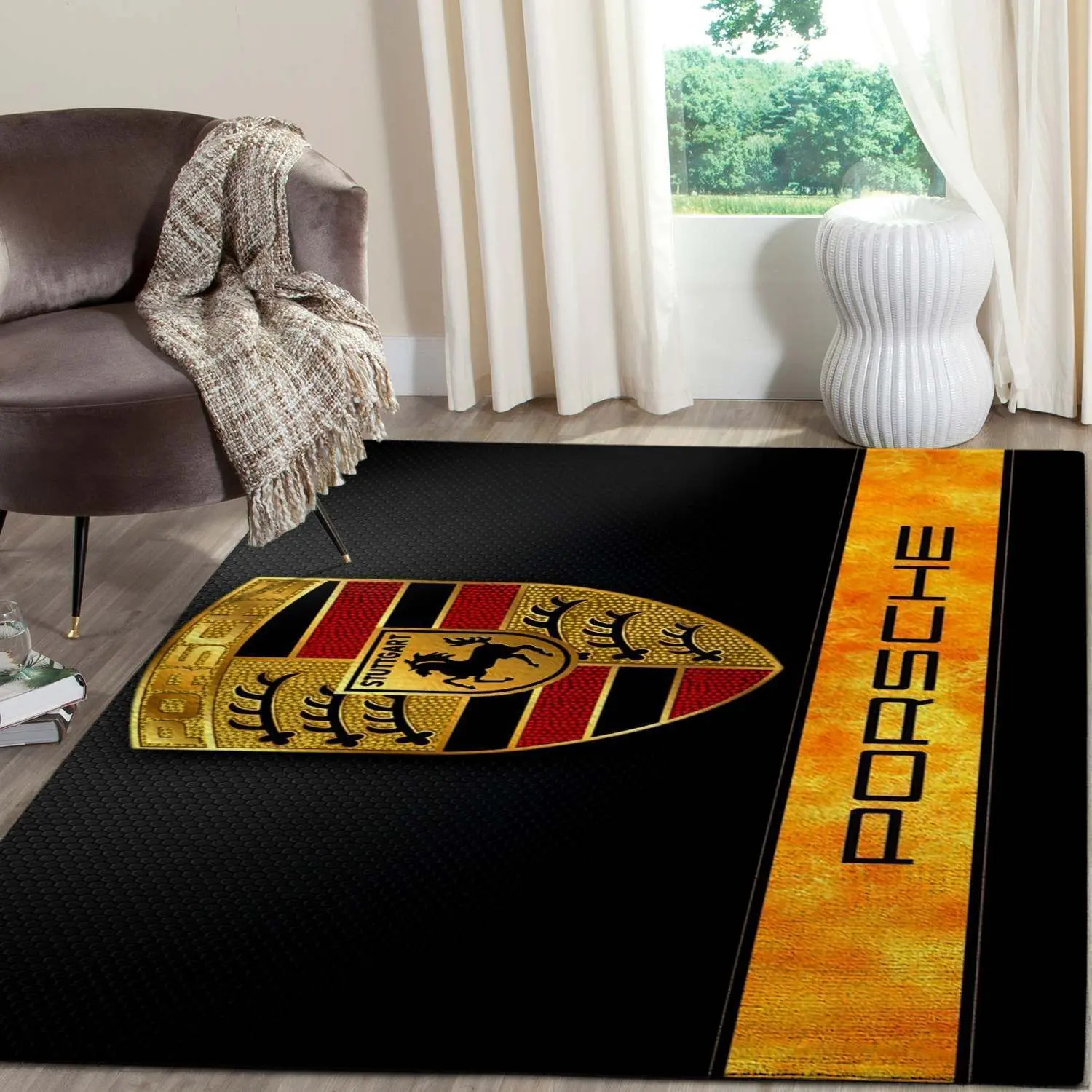 Posche Logo Supercars Area Rugs Living Room Carpet Fn131201 Rug Regtangle Carpet Floor Decor Home Decor