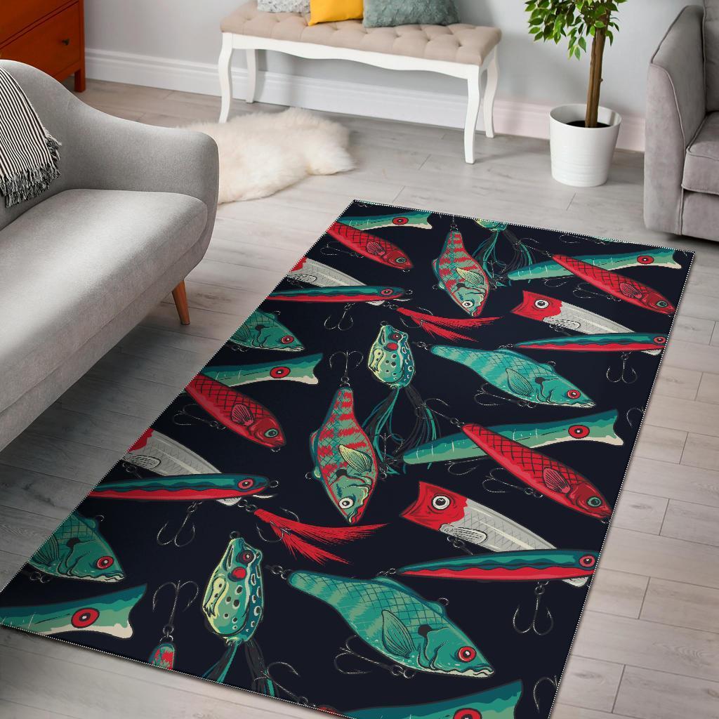 Print Pattern Bass Fishing Bait Area Rug Living Room Rug Home Decor