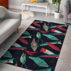 Print Pattern Bass Fishing Bait Area Rug Living Room Rug Home Decor