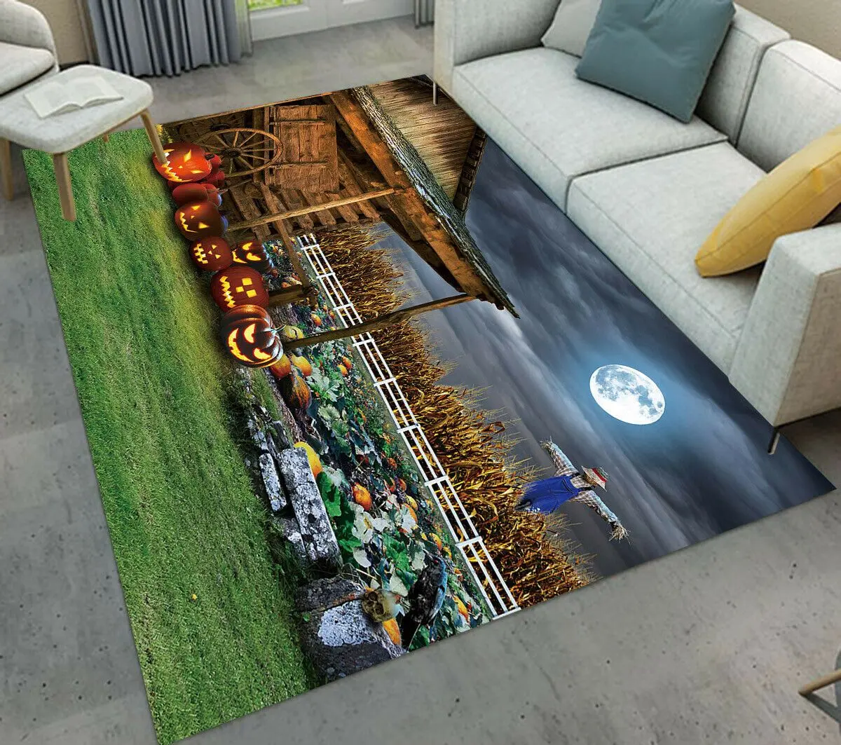 Pumpkin Field Chalet Halloween Dhc04100117Mdr Rug Living Room Rug Home Decor