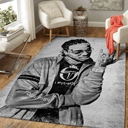 Quavo Music Monochrome Art For Fans Area Rug Living Room Carpet Rug Regtangle Carpet Floor Decor Home Decor
