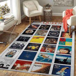 Queen Band Music Playlists Song Art Area Rug Area Rug Living Room Carpet Rug Regtangle Carpet Floor Decor Home Decor