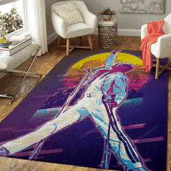 Queen Freddie Artwork Music Synthwave 80S Art For Fans Area Rug Living Room Carpet Rug Regtangle Carpet Floor Decor Home Decor