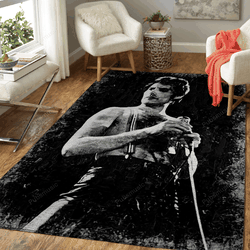 Queen Freddie Mercury Music Monochrome Art For Fans Area Rug Living Room Carpet Rug Regtangle Carpet Floor Decor Home Decor