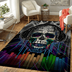 Rad Laser Skull Music Show Chill Vibes Art For Fans Area Rug Living Room Carpet Rug Regtangle Carpet Floor Decor Home Decor