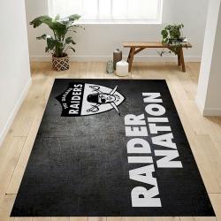 Raider Nation Grey Nfl Logo Area Rug For Gift Bedroom Rug Home Decor F