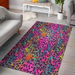 Rainbow Cheetah Leopard Pattern Print Area Rug Living Room Rug Home Decor