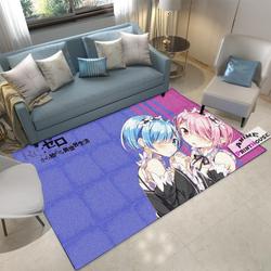 Re Zero Area Rugs Rem & Ram Anime Living Room Carpet Home Rug Regtangle Carpet Floor Decor Home Decor