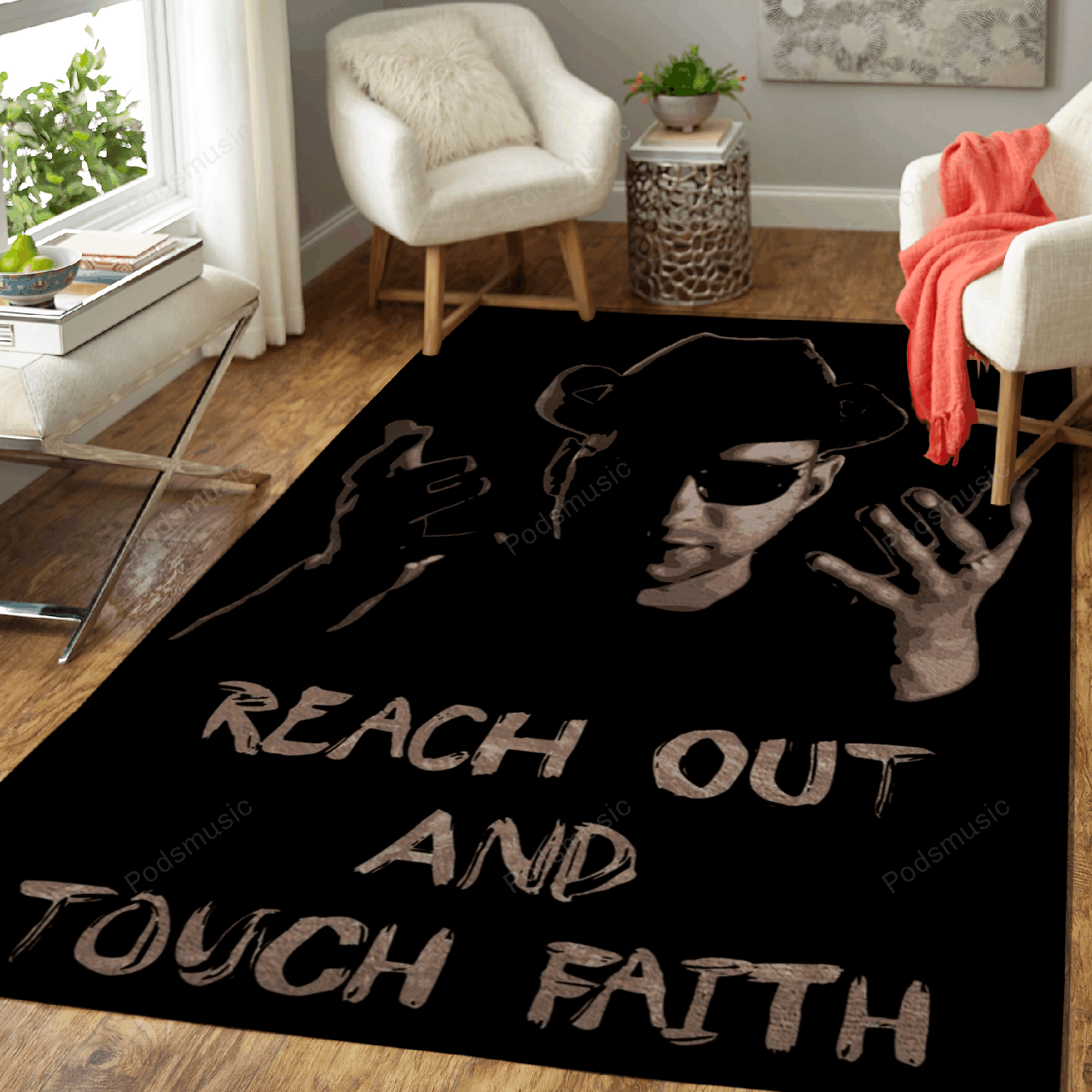 Reach Out And Touch Faith Music Art For Fans Area Rug Living Room Carpet Rug Regtangle Carpet Floor Decor Home Decor