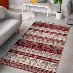 Red Aztec Elephant Pattern Print Area Rug Living Room Rug Home Decor