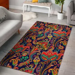 Red Flower Paisley Pattern Print Area Rug Living Room Rug Home Decor
