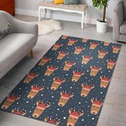 Reindeer Christmas Print Pattern Area Rug Living Room Rug Home Decor