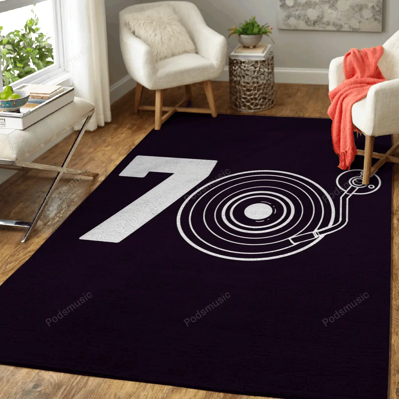 Retro Music 70S Vintage I Love Music Art For Fans Area Rug Living Room Carpet Rug Regtangle Carpet Floor Decor Home Decor