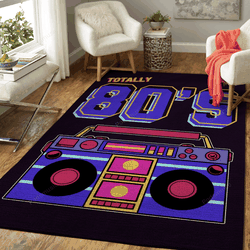 Retro Music 80S Vintage I Love Music Art For Fans Area Rug Living Room Carpet Rug Regtangle Carpet Floor Decor Home Decor