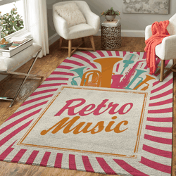 Retro Music Flair Music Art For Fans Area Rug Living Room Carpet Rug Regtangle Carpet Floor Decor Home Decor